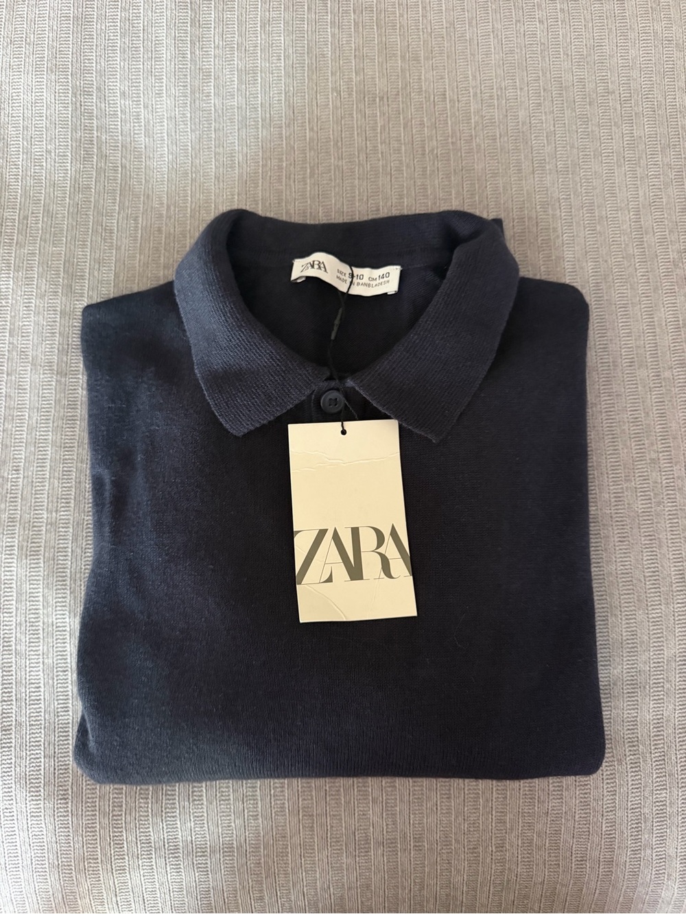 Zara kid's Dark Navy Long Sleeve Polo with Classic Collar nwt